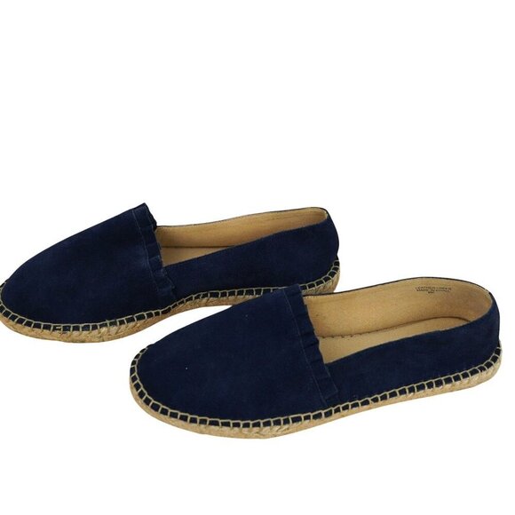 Talbots Womens Izzy Scallop Suede Espadrilles Blue Size 8M Leather Upper Casual - Picture 8 of 8